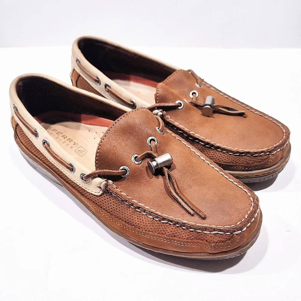 Sperry Top-Sider Boat Shoes Men’s 10M Casual Slip On Loafer Toggle Tie Leather